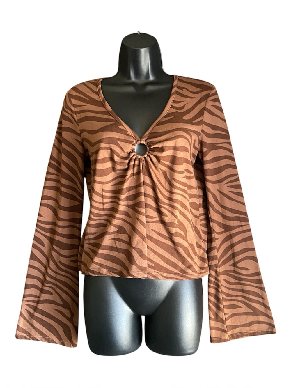 Self Esteem | Vintage Y2K Animal Print Bell Sleeve Shirt Peekaboo | Size L/G